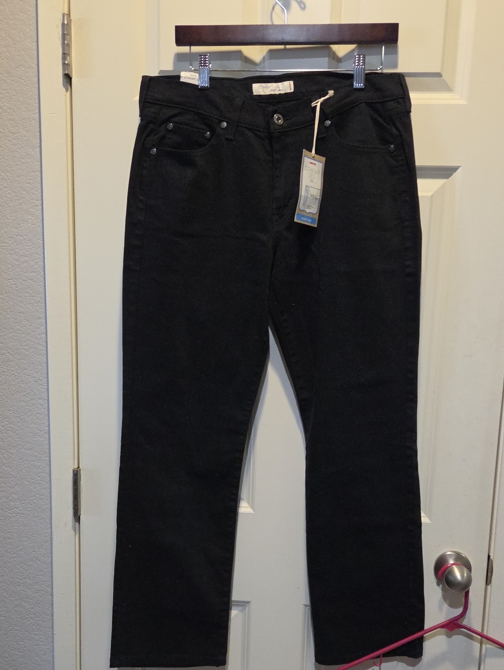 Levi's Women’s Straight Leg Mid Rise Jeans - Black 12 SHORT